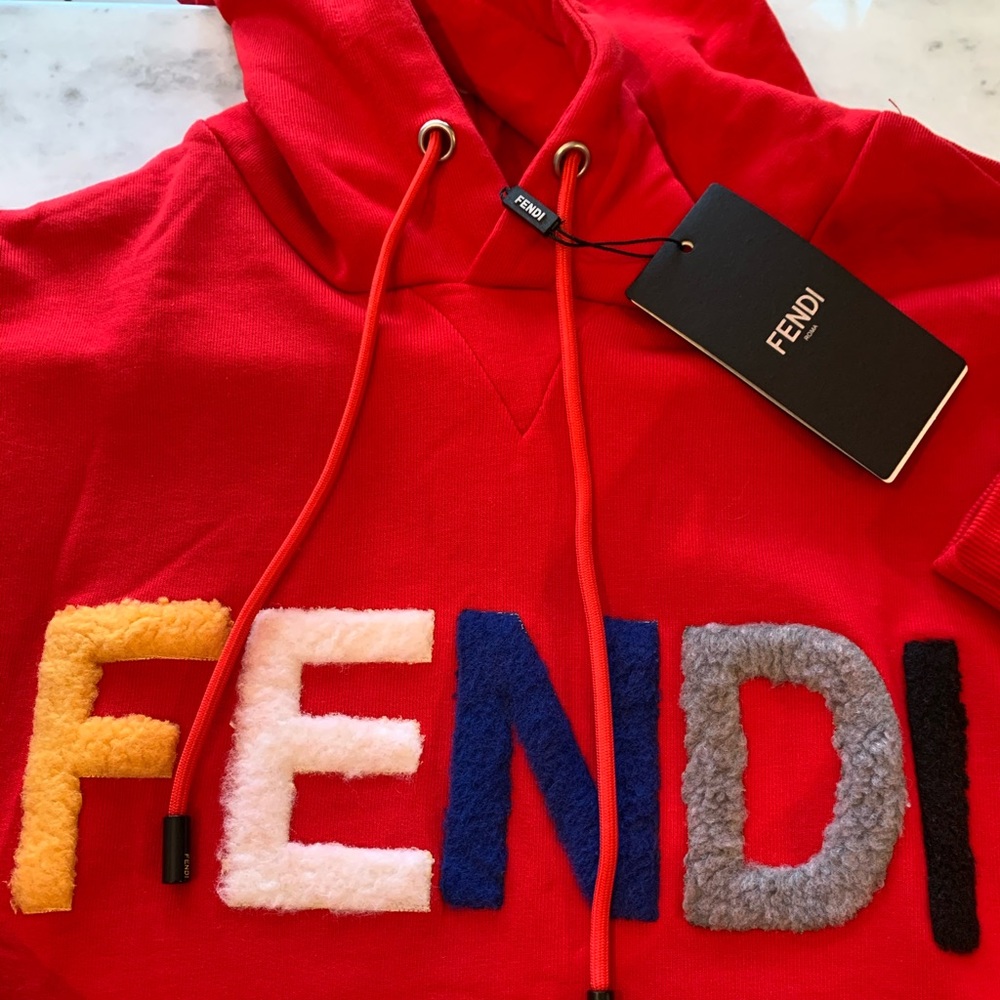 Fendi Red Hooded Sweatshirt